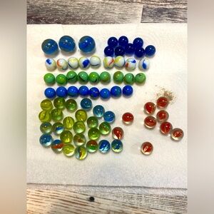 Vintage Lot of 71 Glass Marbles Assorted Glass Multi-color
